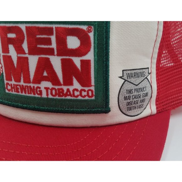 Red Man Chewing Tobacco Vintage Big Patch USA Made Mesh Snapback Trucker Hat Cap - Picture 14 of 14